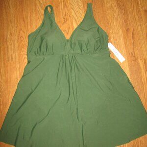 Womens NICOLE MILLER ONE PIECE FLYAWAY SWIMDRESS swimsuit 2X plus size NWT